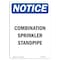 Signmission OSHA Notice, 7" Height, Combin Sprinkler Standpipe Sign, 7" X 5", Portrait OS-NS-D-57-V-10710 - alternate 1
